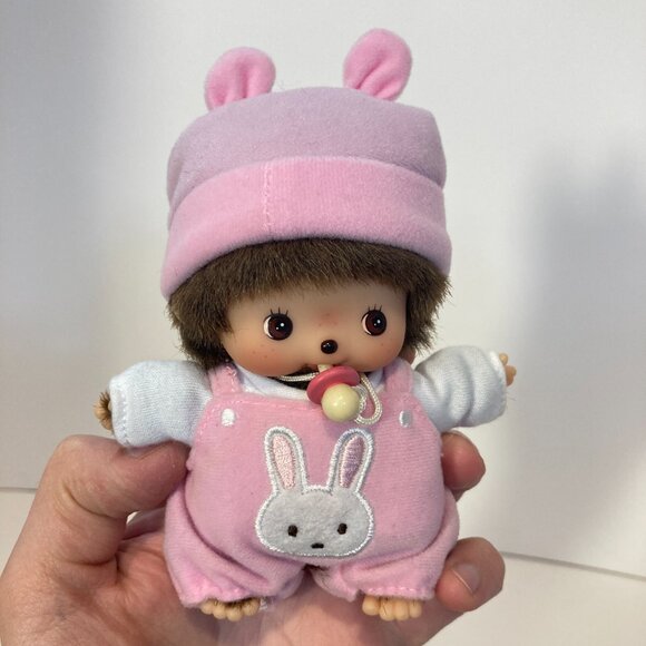 Bebichhichi Girl Bunny Rabbit Pink Limited Edition Sekiguchi Monchhichi Toy Doll - Picture 9 of 10